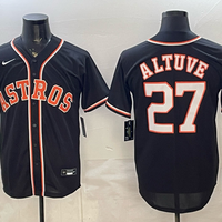 Men's Houston Astros Jose Altuve #27 Fashion Replica Black Out Jersey
