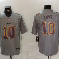 Men's Green Bay Packers Jordan Love #10 Gray Atmosphere Fashion Game Jersey1