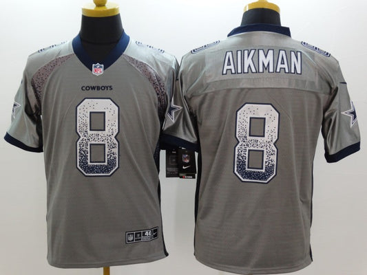 Men's Dallas Cowboys Troy Aikman #8 Gray Game Jersey1