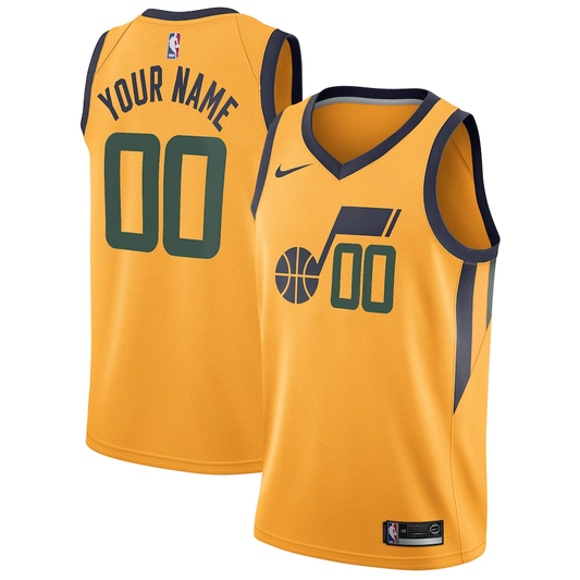 Men's Utah Jazz Yellow Swingman Custom Jersey1 - Statement Edition