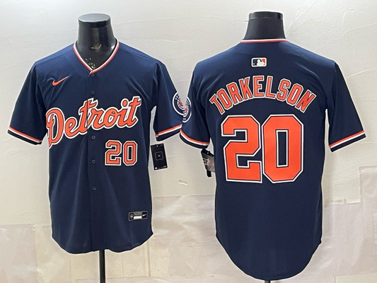 Men's Detroit Tigers Spencer Torkelson #20 Navy Alternate Stadium Jersey