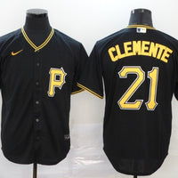 Men's Pittsburgh Pirates Roberto Clemente #21 Black Replica Baseball Jersey1