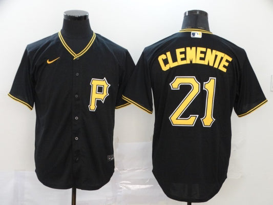 Men's Pittsburgh Pirates Roberto Clemente #21 Black Replica Baseball Jersey1