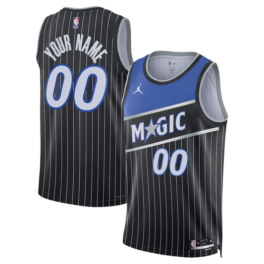 Men's Orlando Magic Black Swingman Custom Jersey - Statement Edition