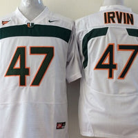 Men's Miami Hurricanes Michael Irvin #47 White Team Football Jersey
