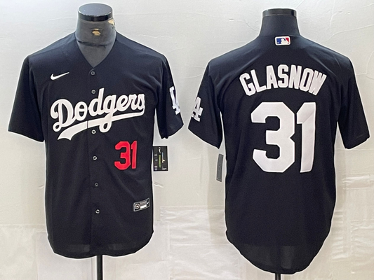 Men's Los Angeles Dodgers Tyler Glasnow #31 Black Replica Game Jersey1