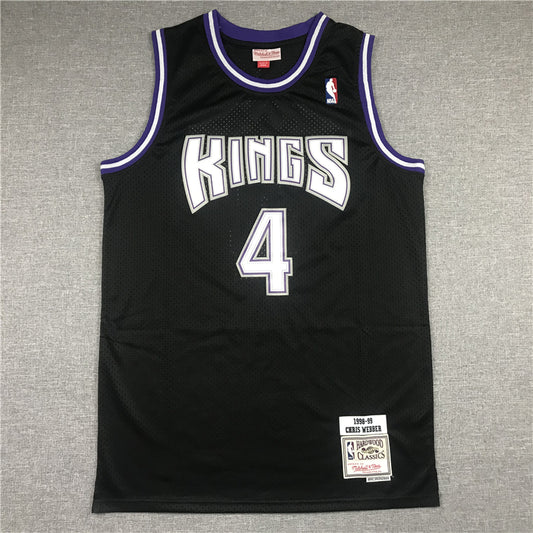 Men's Sacramento Kings Chris Webber Black Hardwood Classics Swingman Jersey1