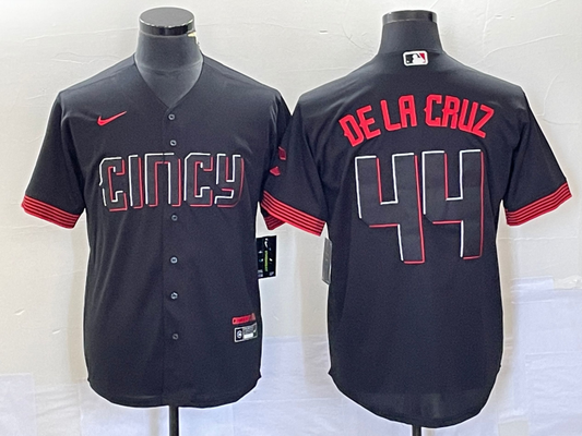 Men's Cincinnati Reds Elly De La Cruz #44 Black 2023 City Connect Replica Player Jersey1