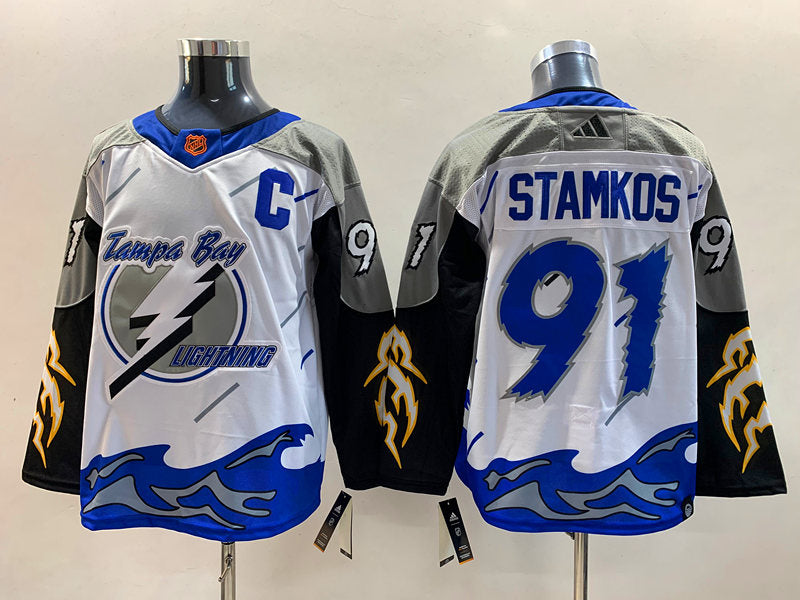 Men's Tampa Bay Lightning Steven Stamkos #91 White Player Game Jersey1