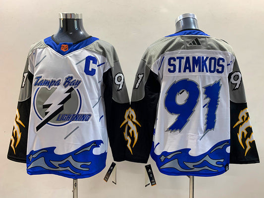 Men's Tampa Bay Lightning Steven Stamkos #91 White Player Game Jersey1