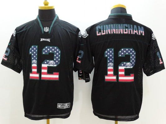 Men's Philadelphia Eagles Randall Cunningham #12 Black Game Jersey1