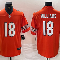 Men's Chicago Bears Caleb Williams #18 Orange Alternate 2024 NFL Draft Game Jersey2