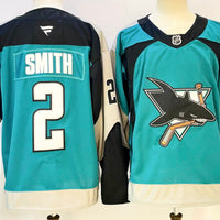 Men's San Jose Sharks Will Smith #2 Teal Premium Player Jersey