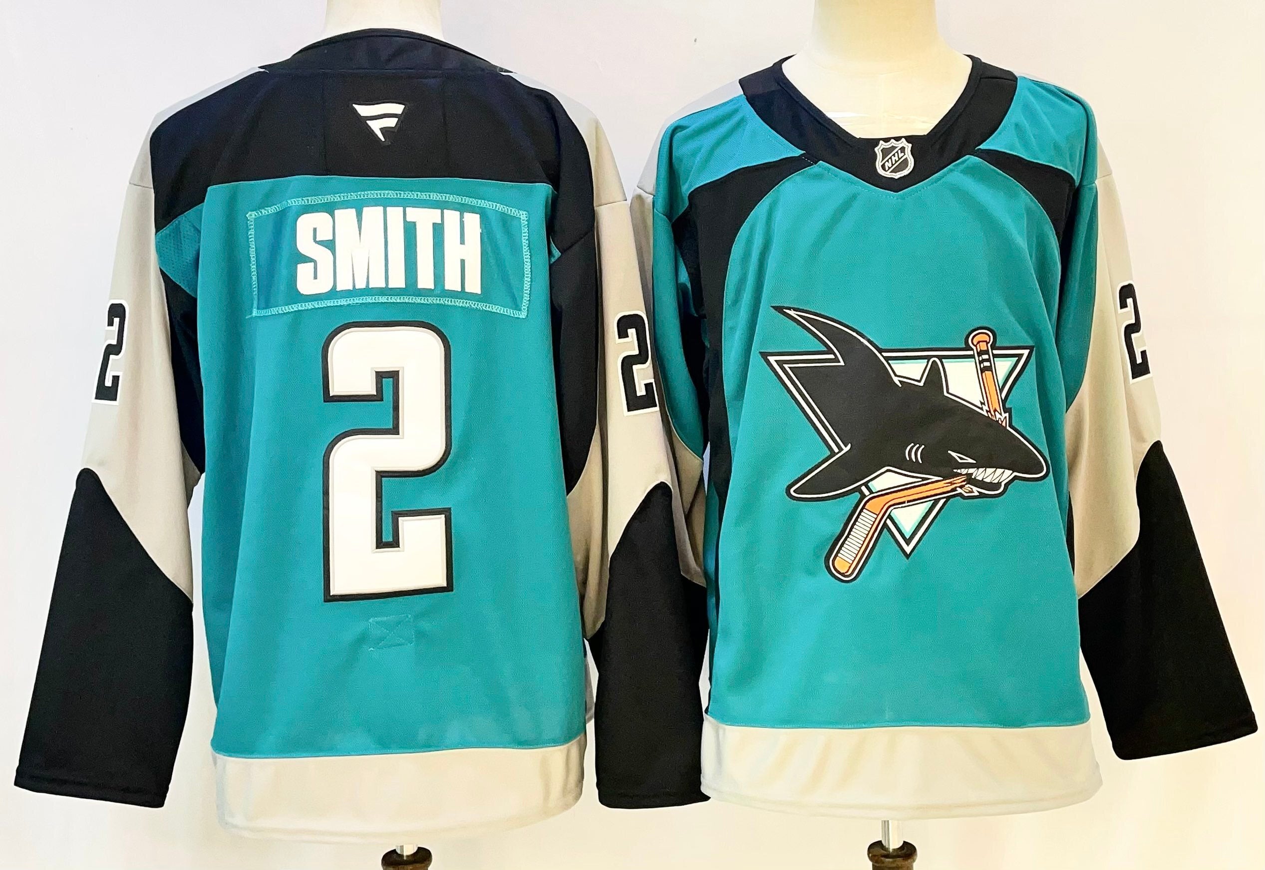 Men's San Jose Sharks Will Smith #2 Teal Premium Player Jersey