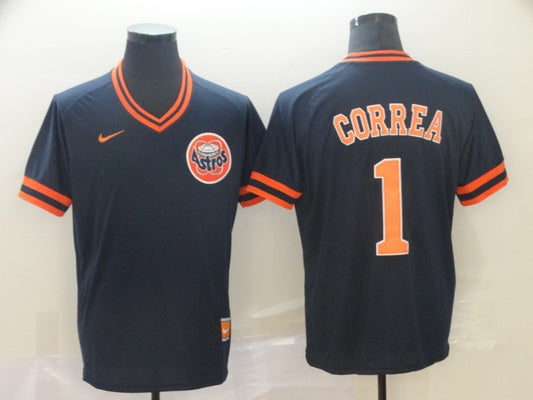 Men's Houston Astros Carlos Correa #1 Navy Authentic Game Jersey1
