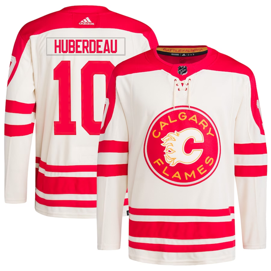 Men's Calgary Flames Jonathan Huberdeau #10 Cream 2023 NHL Heritage Classic Primegreen Authentic Player Jersey1