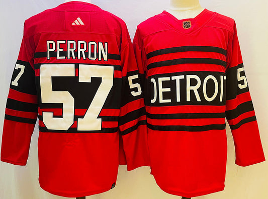 Men's Detroit Red Wings David Perron #57 Red Player Jersey1