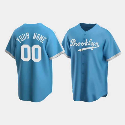 Men's Los Angeles Dodgers Light Blue Alternate Cooperstown Collection Custom Jersey1