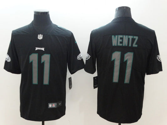 Men's Philadelphia Eagles #11 Carson Wentz Black Team Game Jersey1