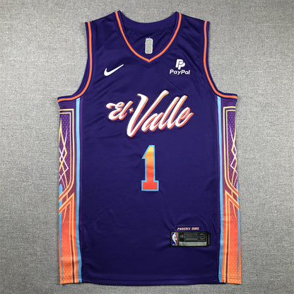 Men's Phoenix Suns Devin Booker #1 Purple 2023/24 Swingman Jersey1 - City Edition