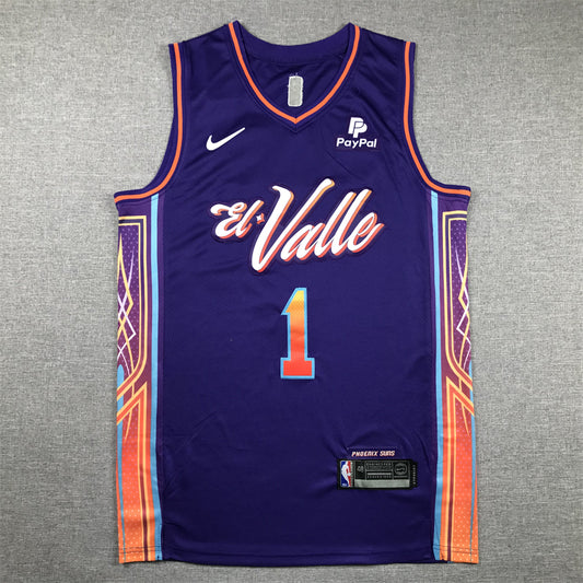 Men's Phoenix Suns Devin Booker #1 Purple 2023/24 Swingman Jersey1 - City Edition