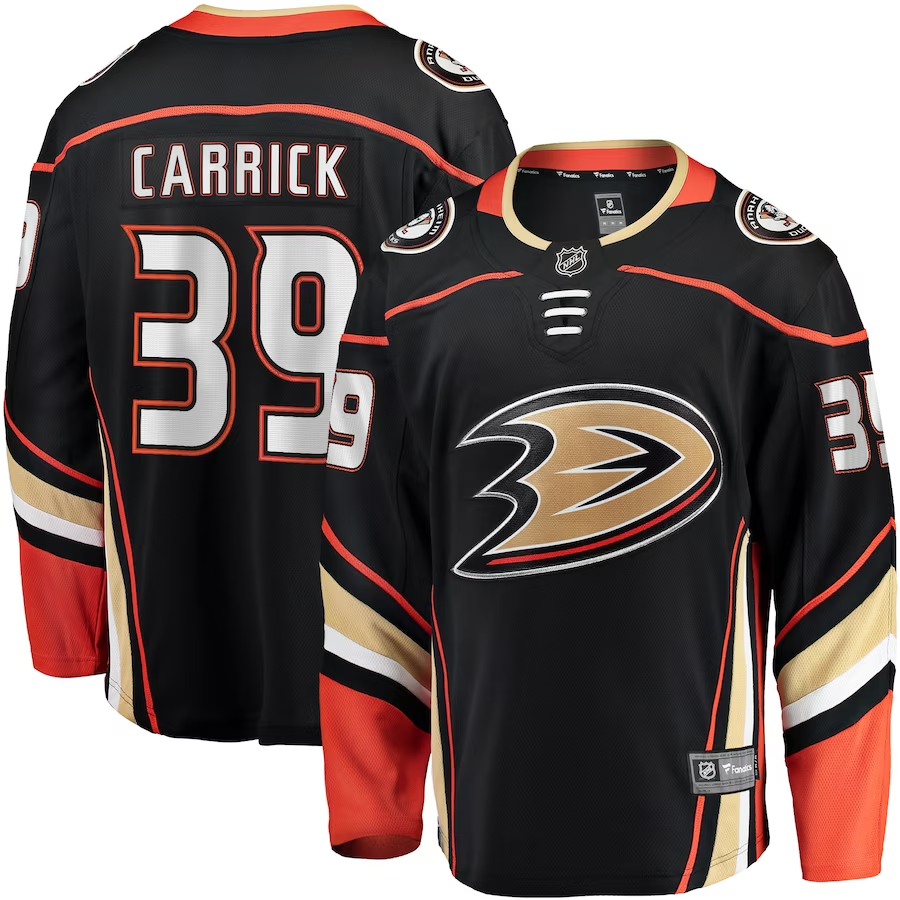 Men's Anaheim Ducks Sam Carrick #39 Black Home Breakaway Player Jersey1