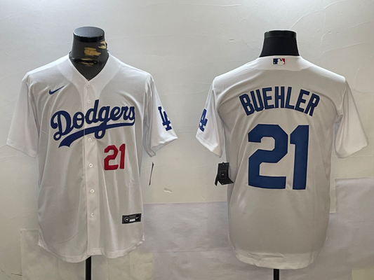 Men's Los Angeles Dodgers Walker Buehler #21 White Replica Baseball Jersey1