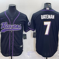Men's Baltimore Ravens Rashod Bateman #7 Black Game Jersey1 Joint Edition