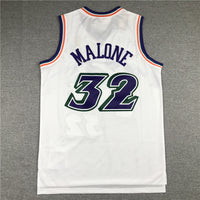 Men's Utah Jazz Karl Malone White 1996-97 Hardwood Classics Swingman Jersey1