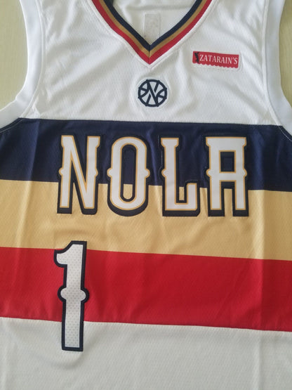 Men's New Orleans Pelicans Zion Williamson #1 NBA White Swingman Jersey1