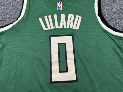Men's Milwaukee Bucks Damian Lillard #0 Green Swingman Jersey1