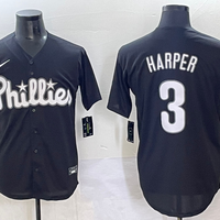 Men's Philadelphia Phillies Bryce Harper #3 Black Lights Out Replica Jersey