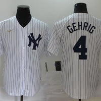 Men's New York Yankees Lou Gehrig #4 White Replica Baseball Jersey1