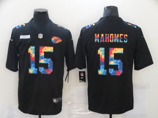 Men's Kansas City Chiefs Patrick Mahomes #15 Black Player Game Jersey1