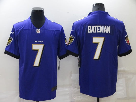 Men's Baltimore Ravens Rashod Bateman #7 Purple Game Jersey1