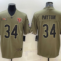 Men's Chicago Bears Walter Payton #34 Olive 2022 Salute To Service Limited Jersey1