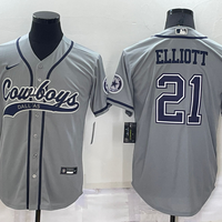 Men's Dallas Cowboys Ezekiel Elliott #21 Gray Game Jersey1 Joint Edition