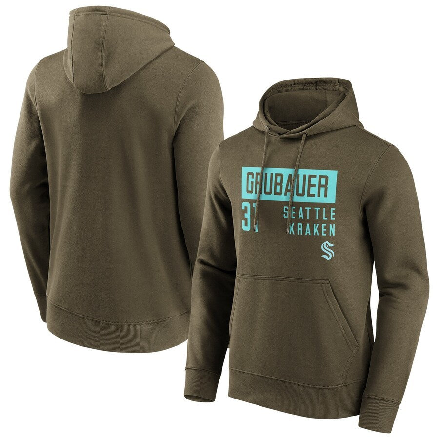 Men's Seattle Kraken Fashion Name & Number Hoodie - Philipp Grubauer 31