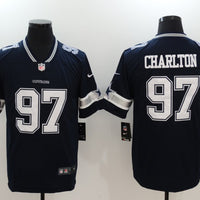 Men's Dallas Cowboys Taco Charlton #97 Navy Game Jersey1