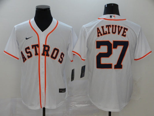 Men's Houston Astros Jose Altuve #27 White Replica Baseball Jersey1