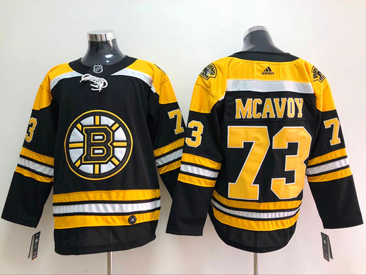 Men's Boston Bruins Charlie McAvoy #73 Black Replica Player Jersey1