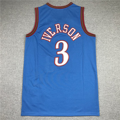Men's Philadelphia 76ers Allen Iverson #3 Blue Swingman Jersey1