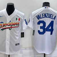 Men's Los Angeles Dodgers Fernando Valenzuela #34 White Stitched Jersey1