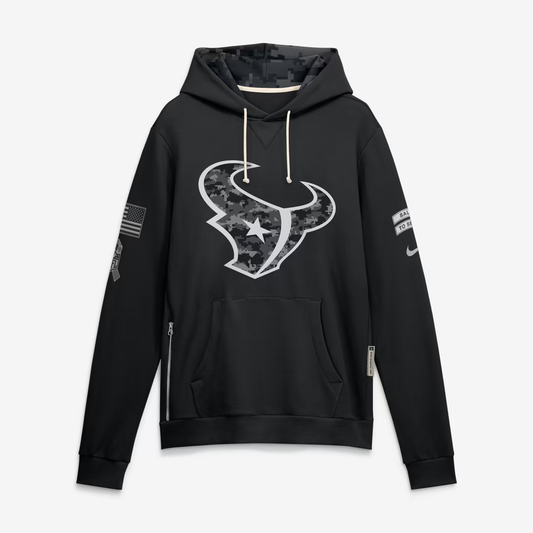 Men's Houston Texans Black 2026 Salute to Service Sideline Dri-FIT Pullover Hoodie