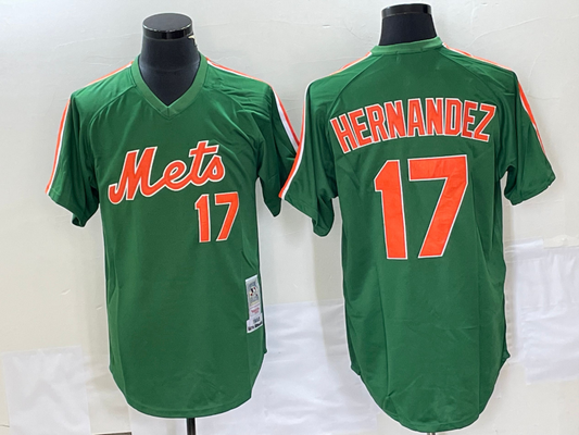 Men's New York Mets Keith Hernandez #17 Green Replica Team Jersey1