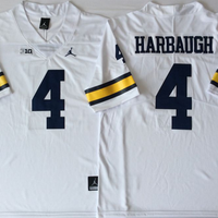 Men's Michigan Wolverines Jim Harbaugh #4 White Alumni Player Game Jersey