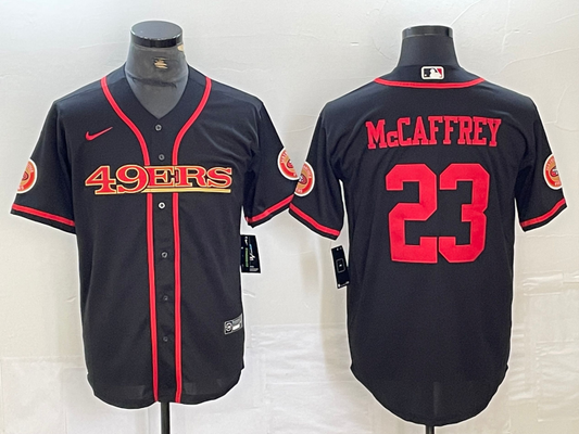 Men's San Francisco 49ers Christian McCaffrey #23 Black Joint Edition Player Jersey1