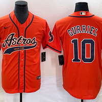 Men's Houston Astros Yuli Gurriel #10 Orange Replica Jersey1 Joint Edition