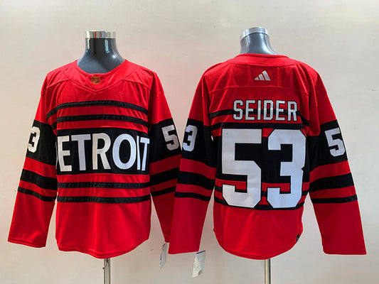 Men's Detroit Red Wings Moritz Seider #53 Red Breakaway Player Jersey1