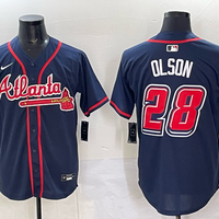 Men's Atlanta Braves Matt Olson #28 Navy 2025 MLB Speedway Classic Alternate Limited Jersey